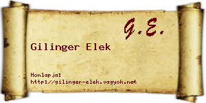 Gilinger Elek névjegykártya